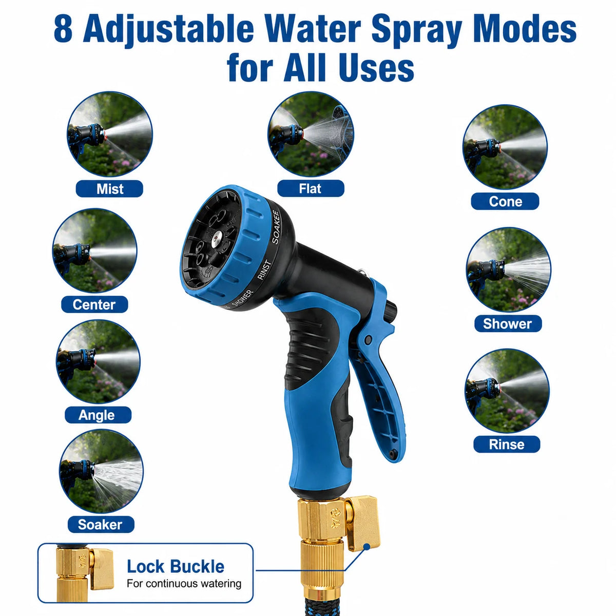 Expandable Retractable Garden Water Hose With brass Fitting