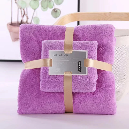 Premium Coral Velvet Bath Towel Set Highly Absorbent Quick Dry