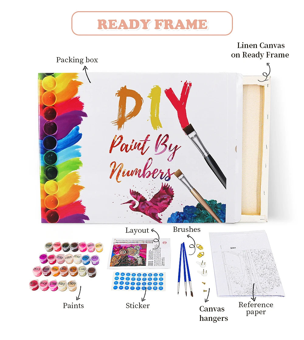 Adult Paint By Numbers Acrylic Kit Cute Animal Canvas Art