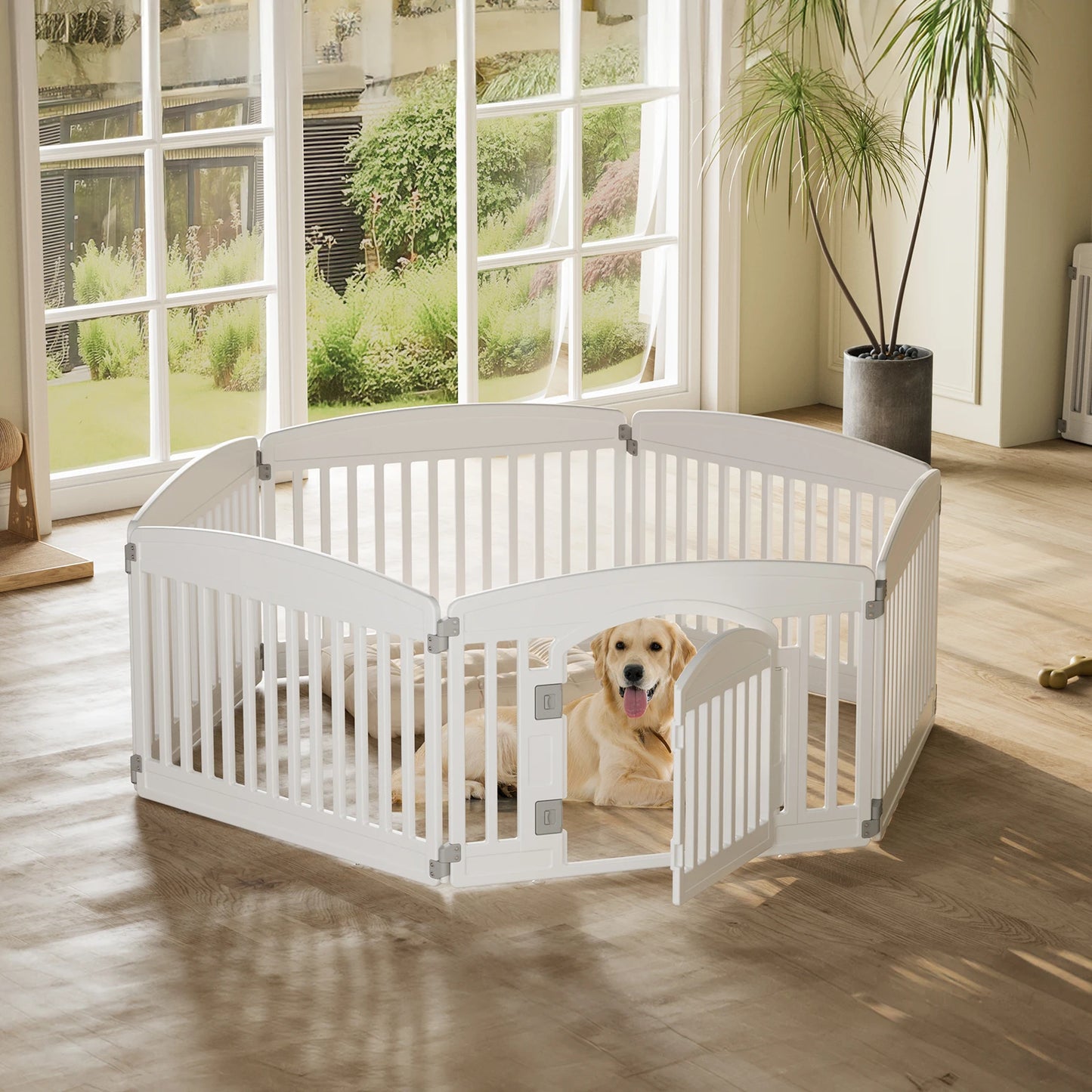 JHK Portable Plastic Dog Playpen With Expandable Panels