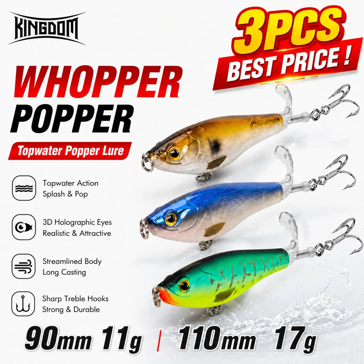 Kingdom Topwater Hard Bait Lures For Bass And Pike Fishing
