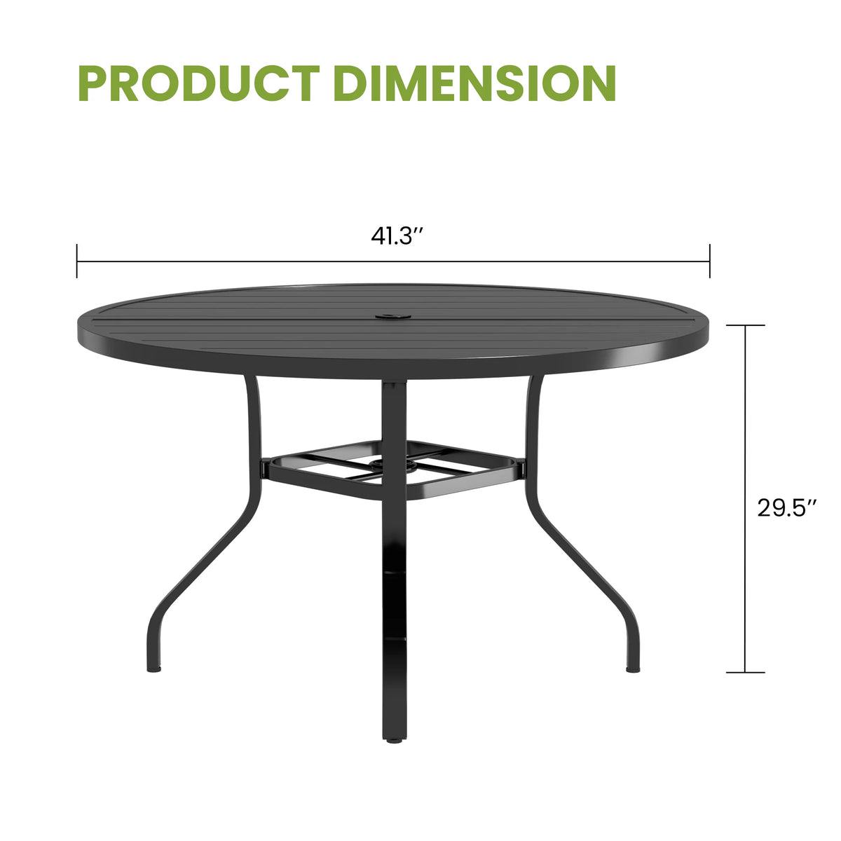 FARINI Round Outdoor Patio Metal Table With Umbrella Hole