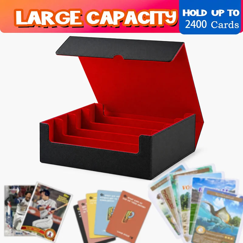 Trading Card Storage Box With Magnetic PU Leather Case