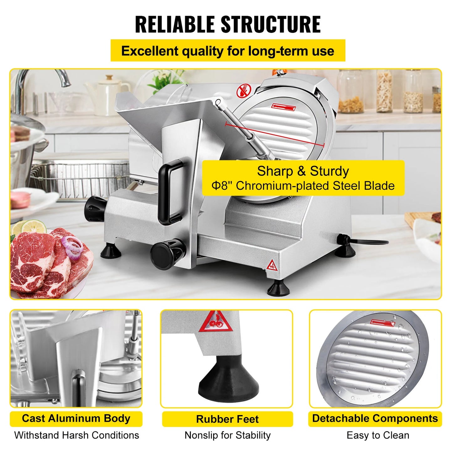 Succebuy Adjustable Electric Meat Slicer With Carbon Steel Blade