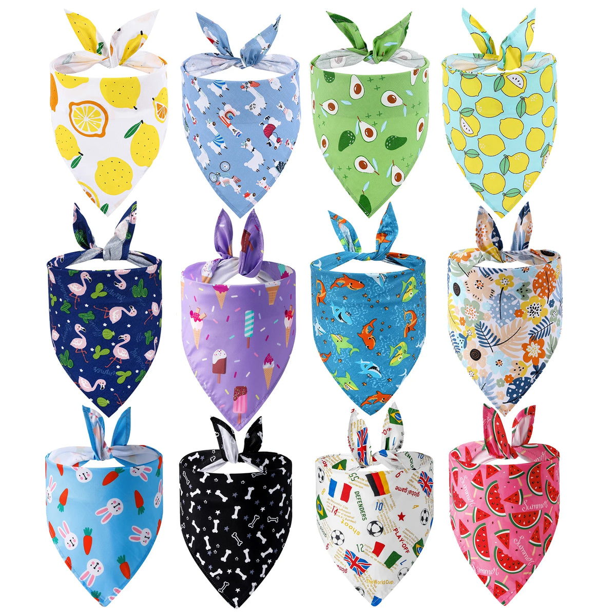Soft Washable Fruit Floral Dog Bandana Adjustable Pet Scarf