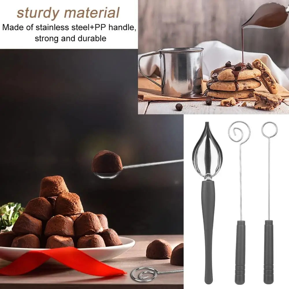 Culinary Decorating Spoons Chocolate Dipping Tools Set Plates