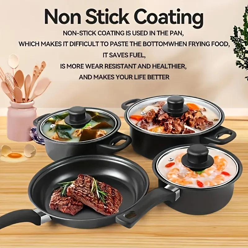 Aehome Nonstick Stainless Steel Cookware Set with Utensils Induction Compatible