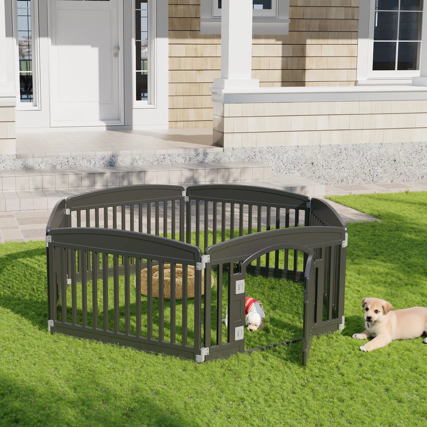 JHK Portable Plastic Dog Playpen With Expandable Panels