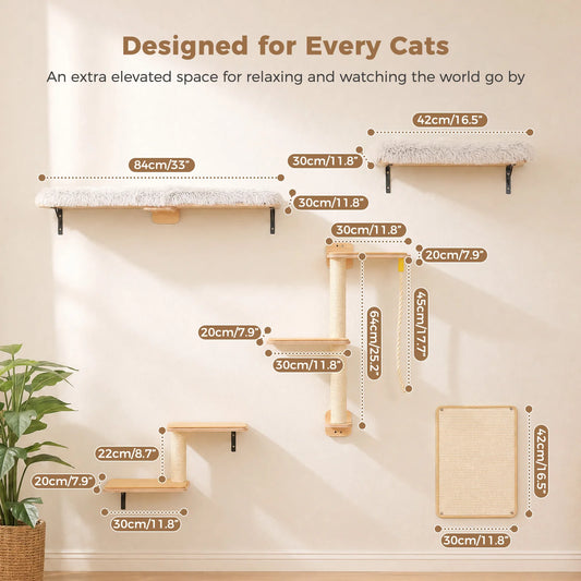 PAWZ Road Wooden Cat Wall Climbing Shelves With Sisal Ropes