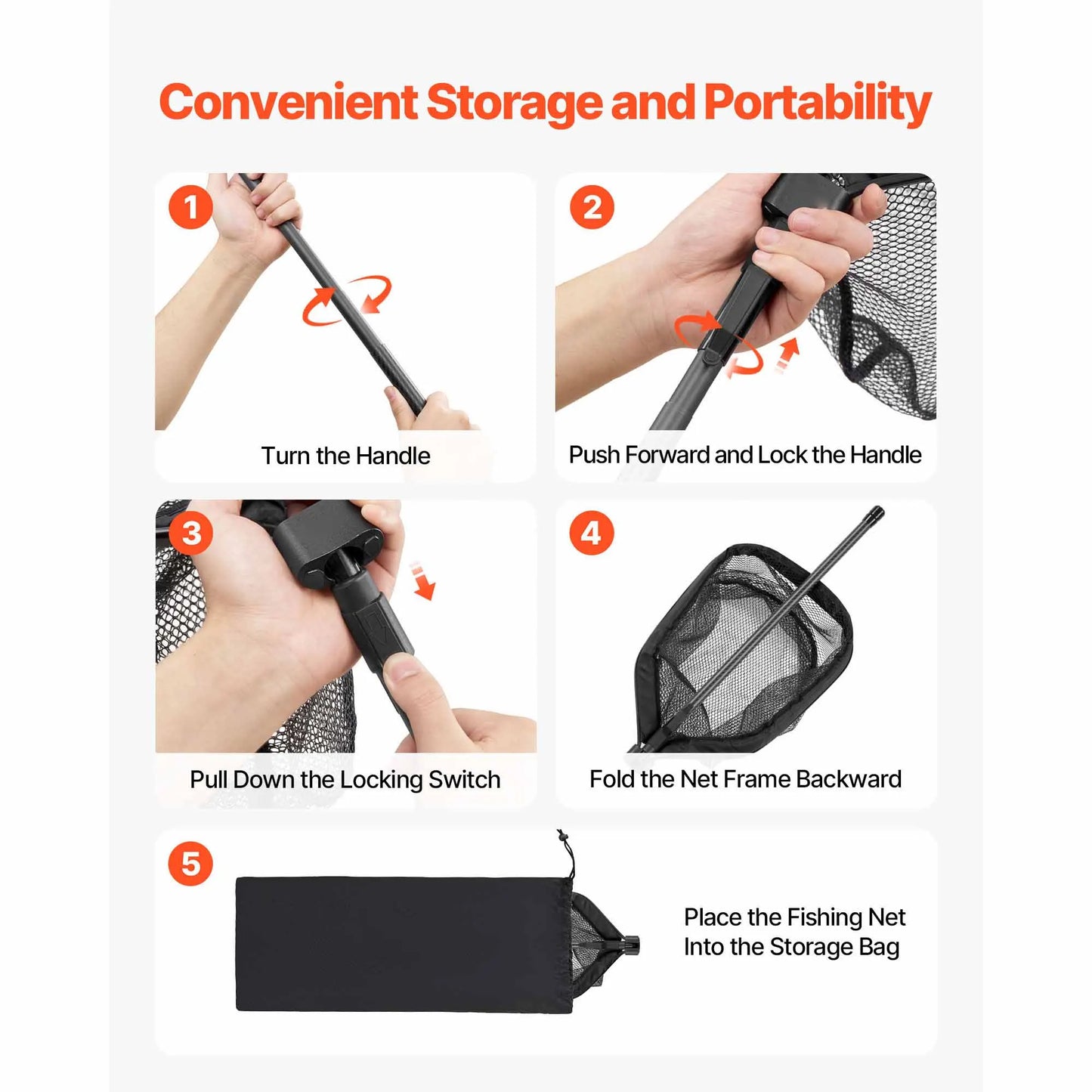 Foldable Fishing Landing Net With Telescopic Handle Kayak