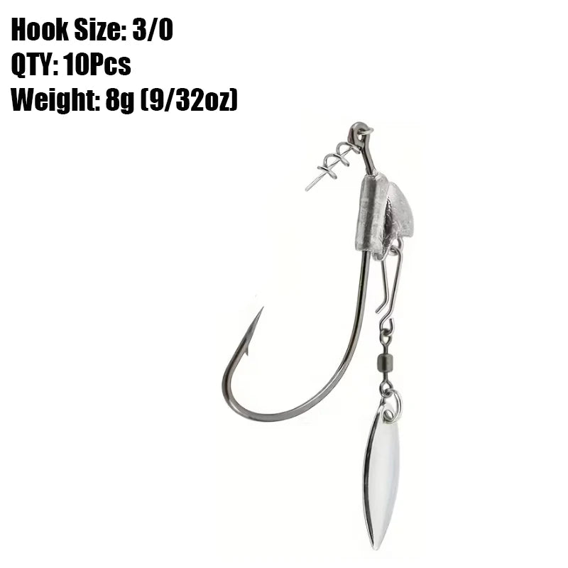 Weighted Underspin Jig Head Swimbait Hooks Bass Trout