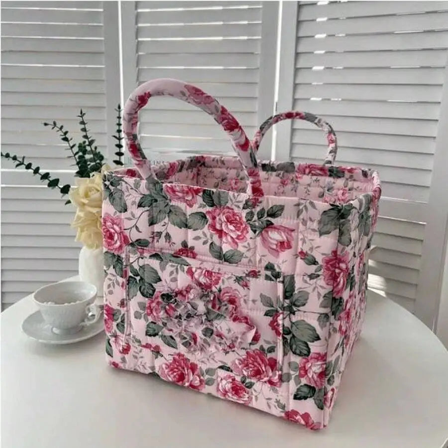 Foldable Fabric Storage Basket With Bamboo Frame And Handles