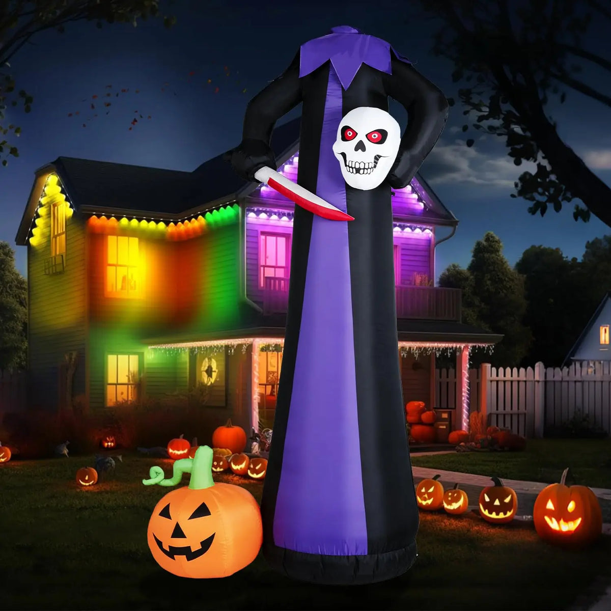 Giant 8FT High Concerned Halloween Outdoor Grim Reaper Yard Inflation