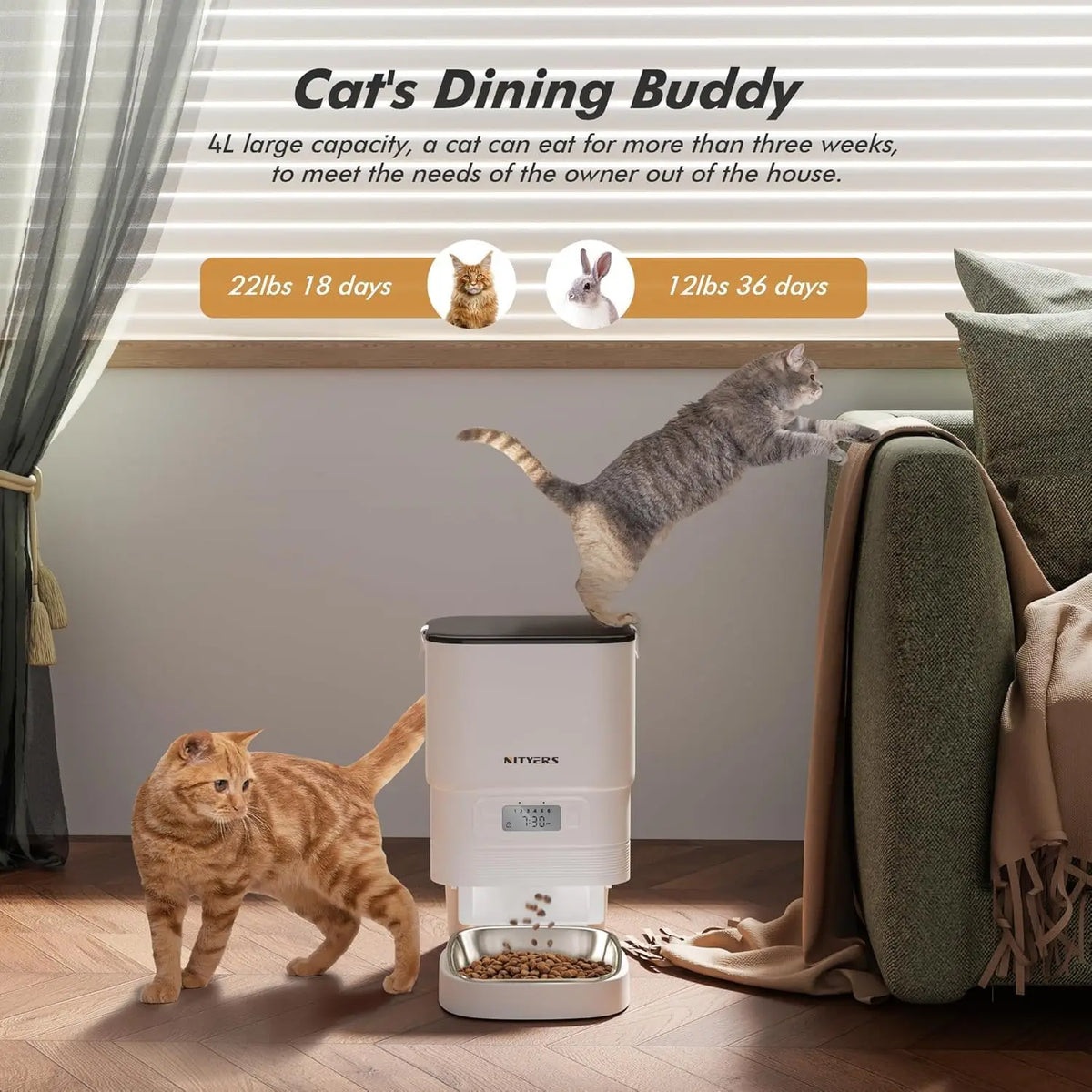 Nityers Automatic Pet Feeder With Voice Recorder And Portion Control