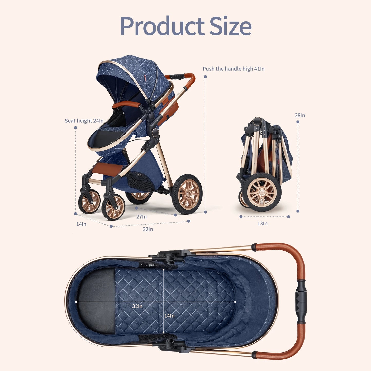 B.childhood All in One Luxury Stroller 3in1 High Landscape Pram