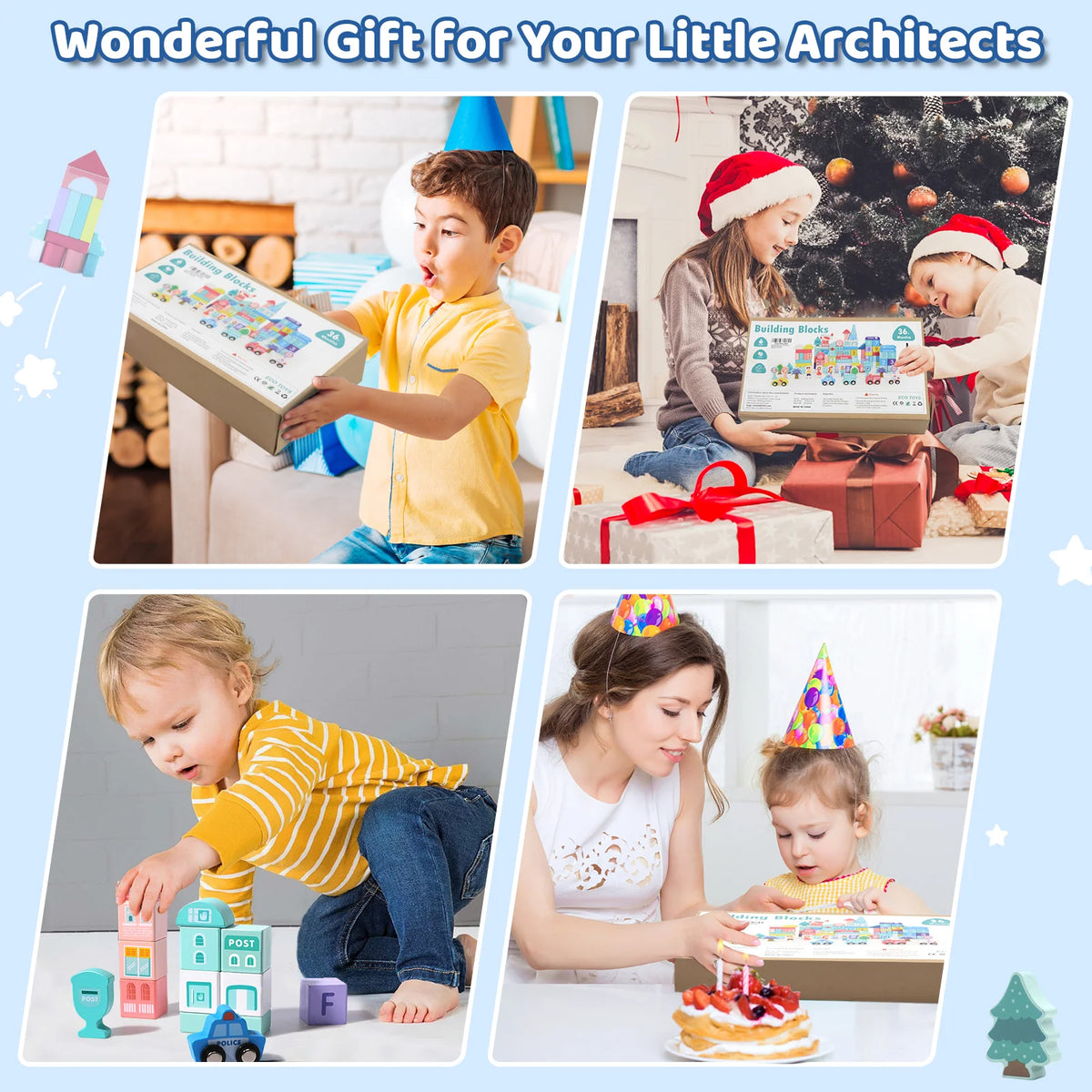 Wooden City Building Blocks Montessori Educational Toy for Kids