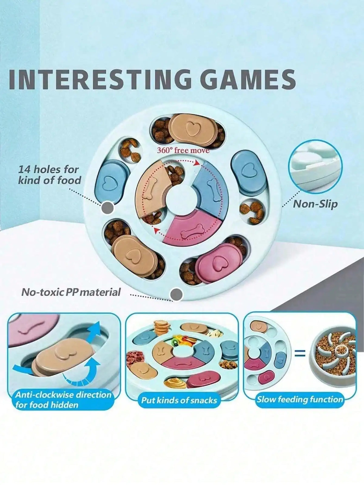 Interactive Pet Puzzle Slow Feeder Treat Dispenser Bowl