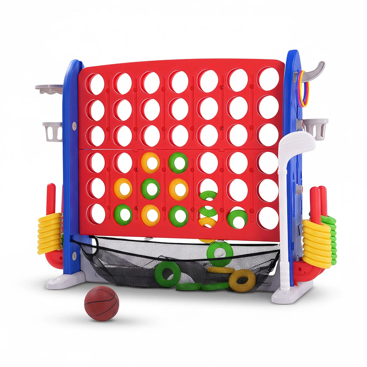 Giant Outdoor Connect Four Basketball Hoop Ring Toss Game Set