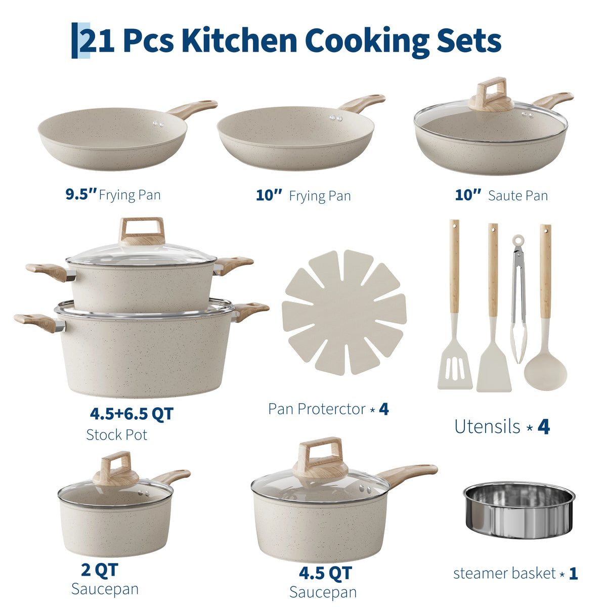 Ceramic Nonstick Cookware Set Induction Compatible Oven Safe Pots Pans