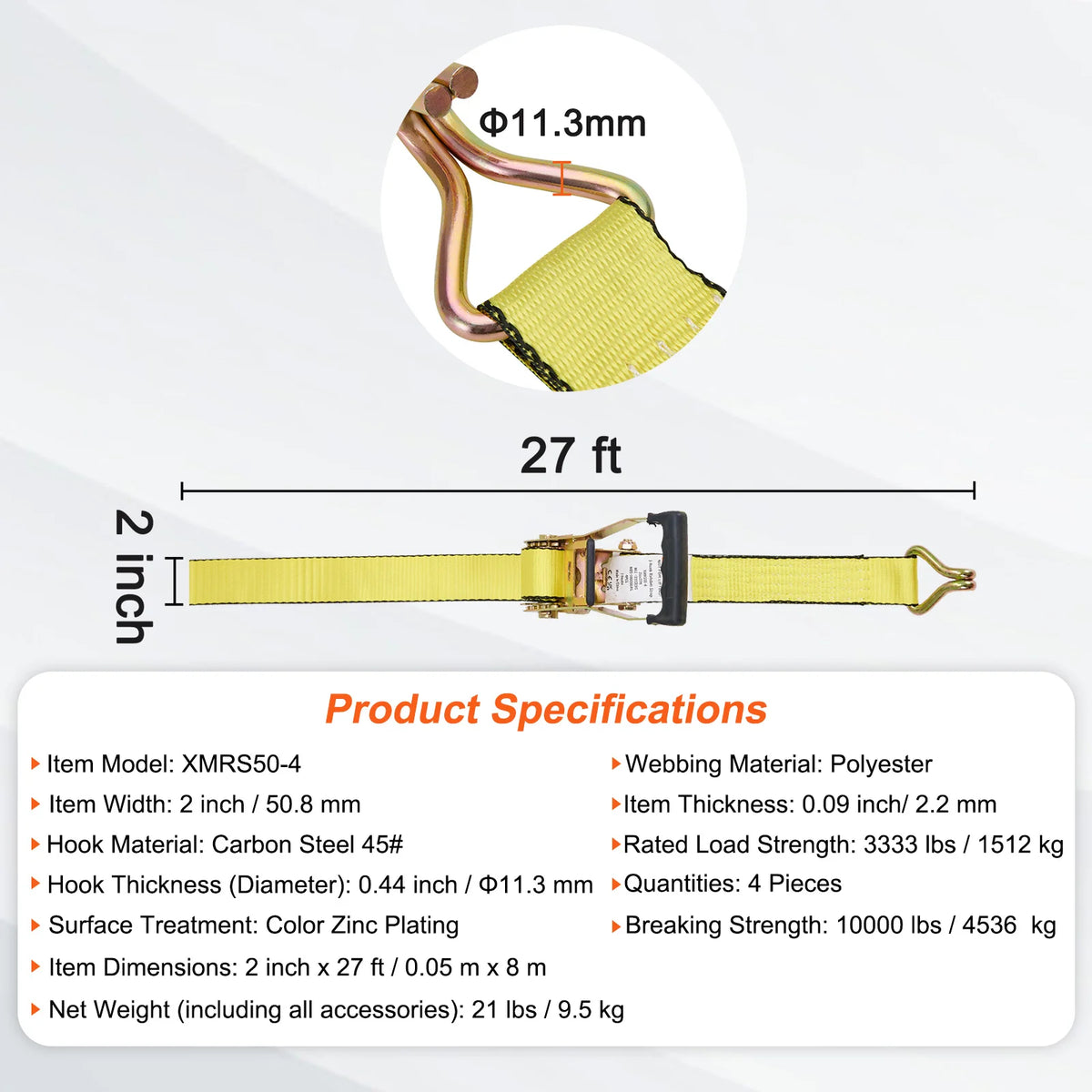 SucceBuy Heavy Duty Ratchet Tie Down Straps For Cargo