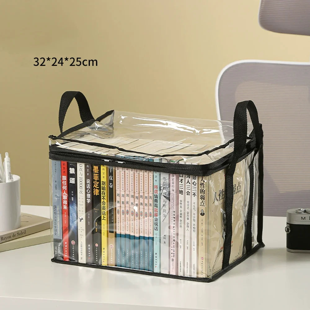 Foldable Transparent Storage Organizer Box For Books Home Office