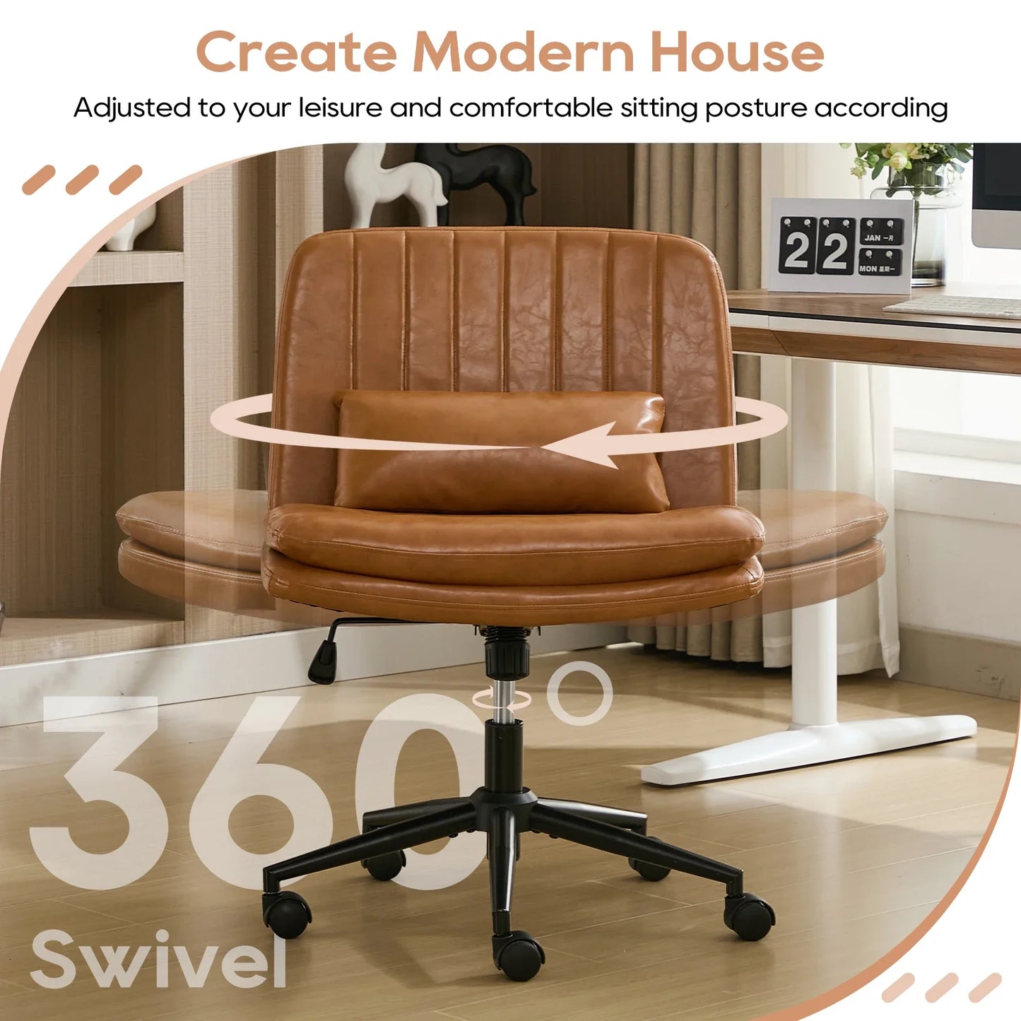 TCGBKAF Adjustable Swivel Desk Chair With Lumbar Pillow