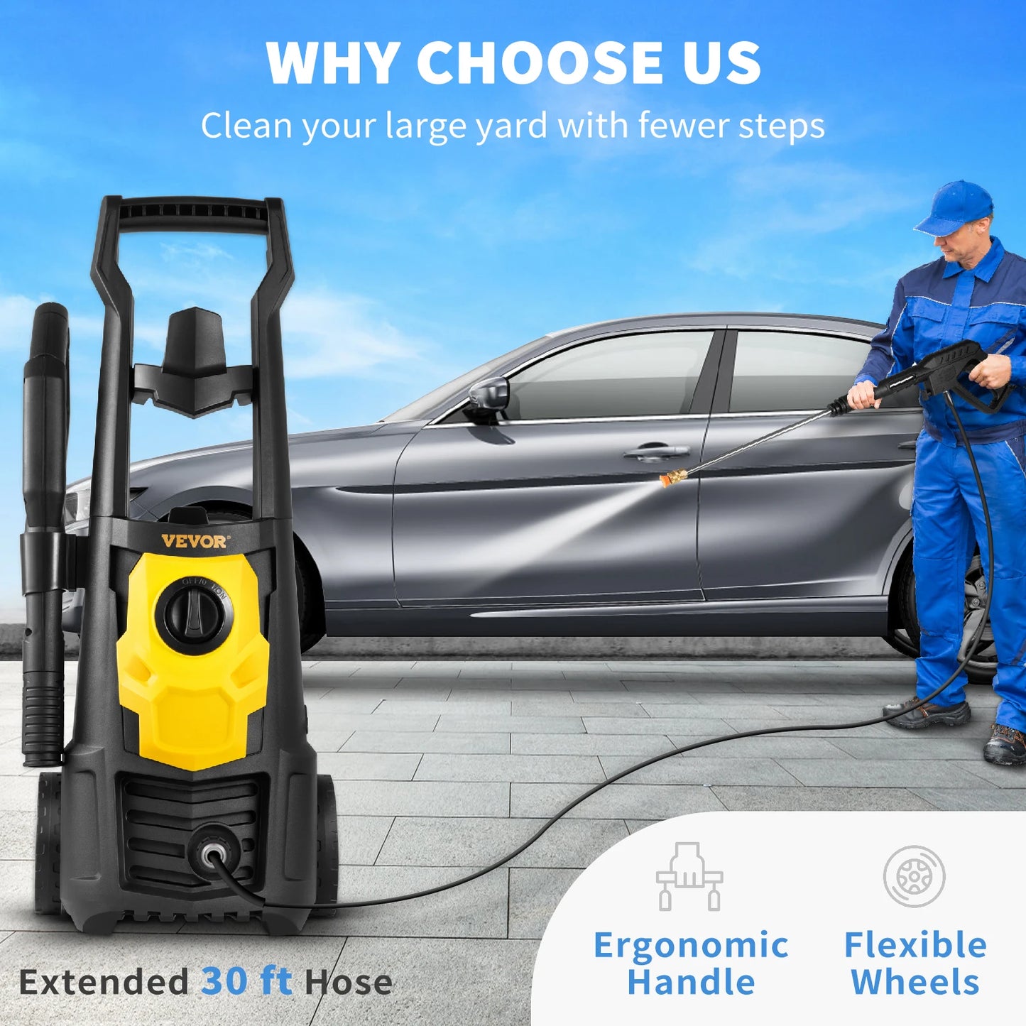 VEVOR 1500W High Pressure Car Washer With Spray Gun
