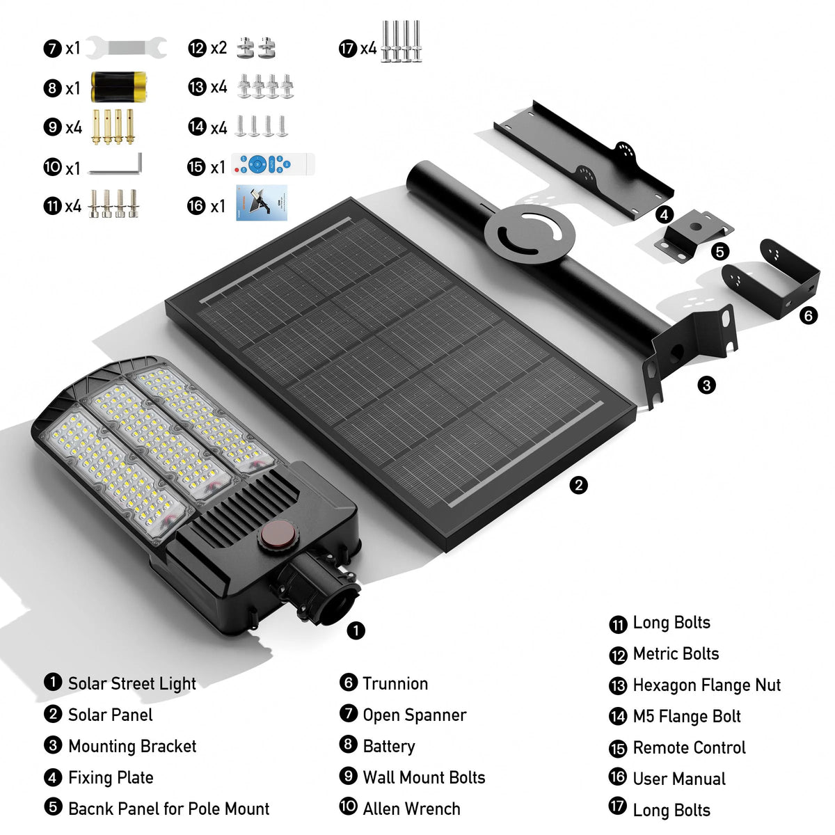 2-Pack Solar Area Lights Outdoor IP66 LED Parking Lot Sensor