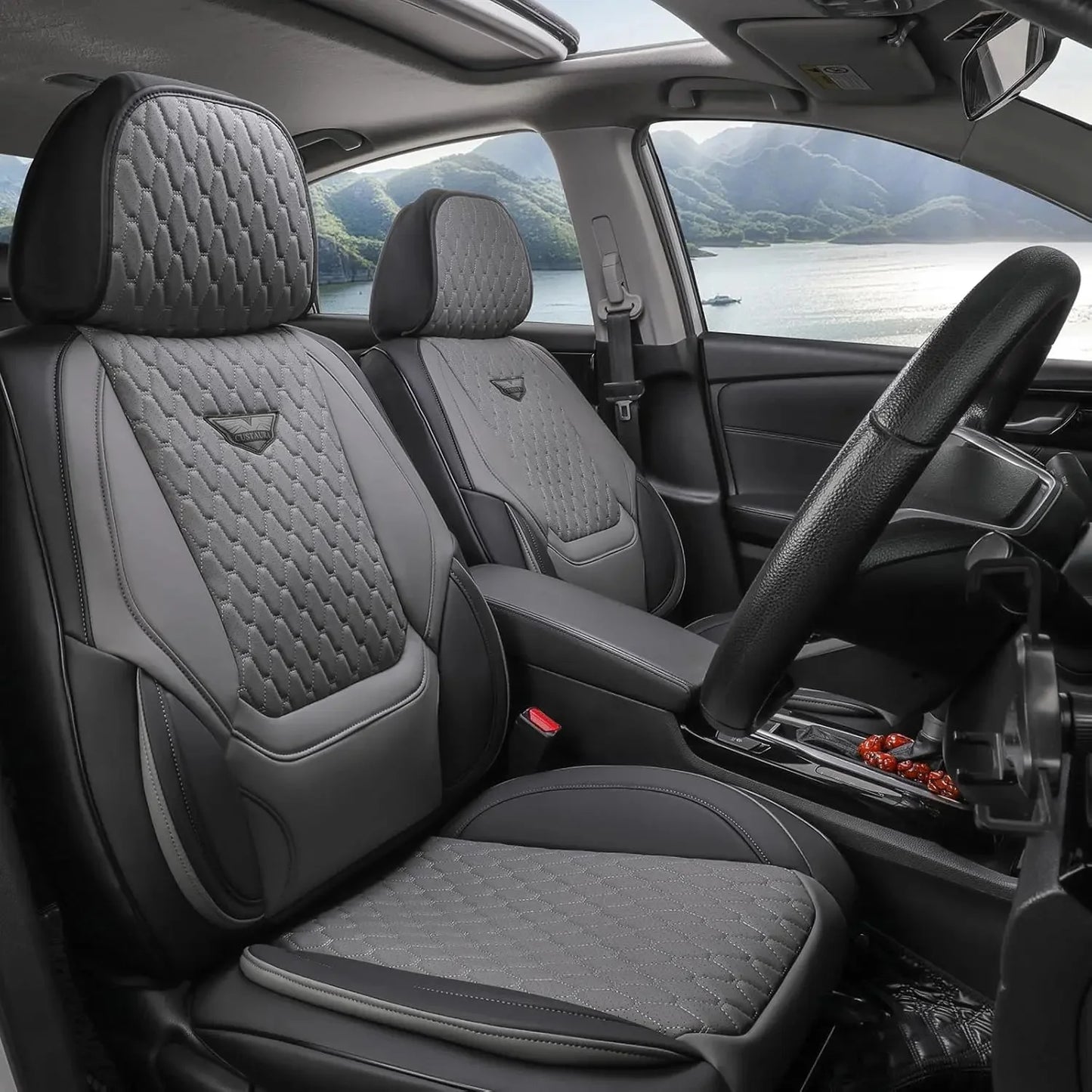 EKR Universal Leather Car Seat Covers Full Set Waterproof