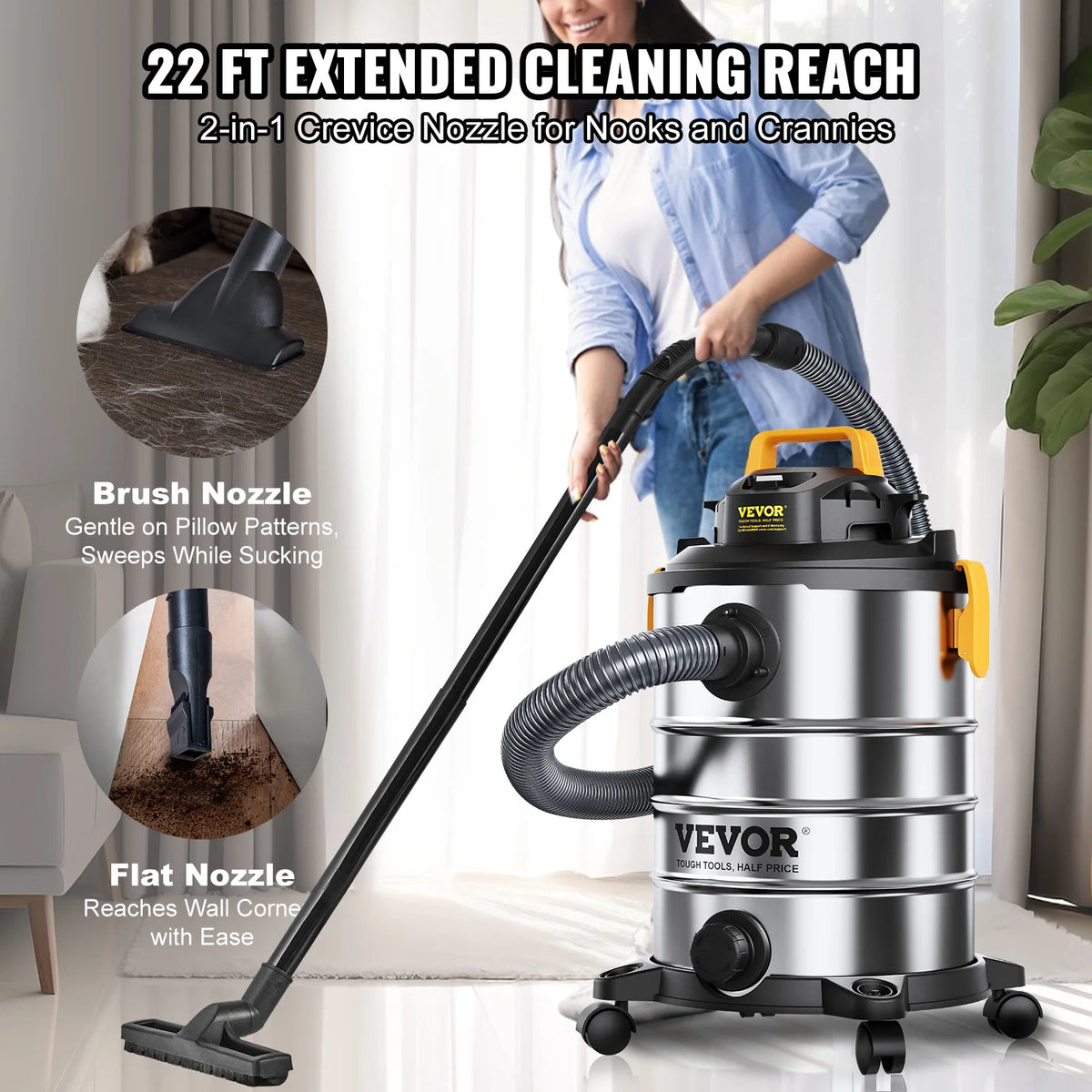 SucceBuy Stainless Steel Wet Dry Shop Vacuum High Suction