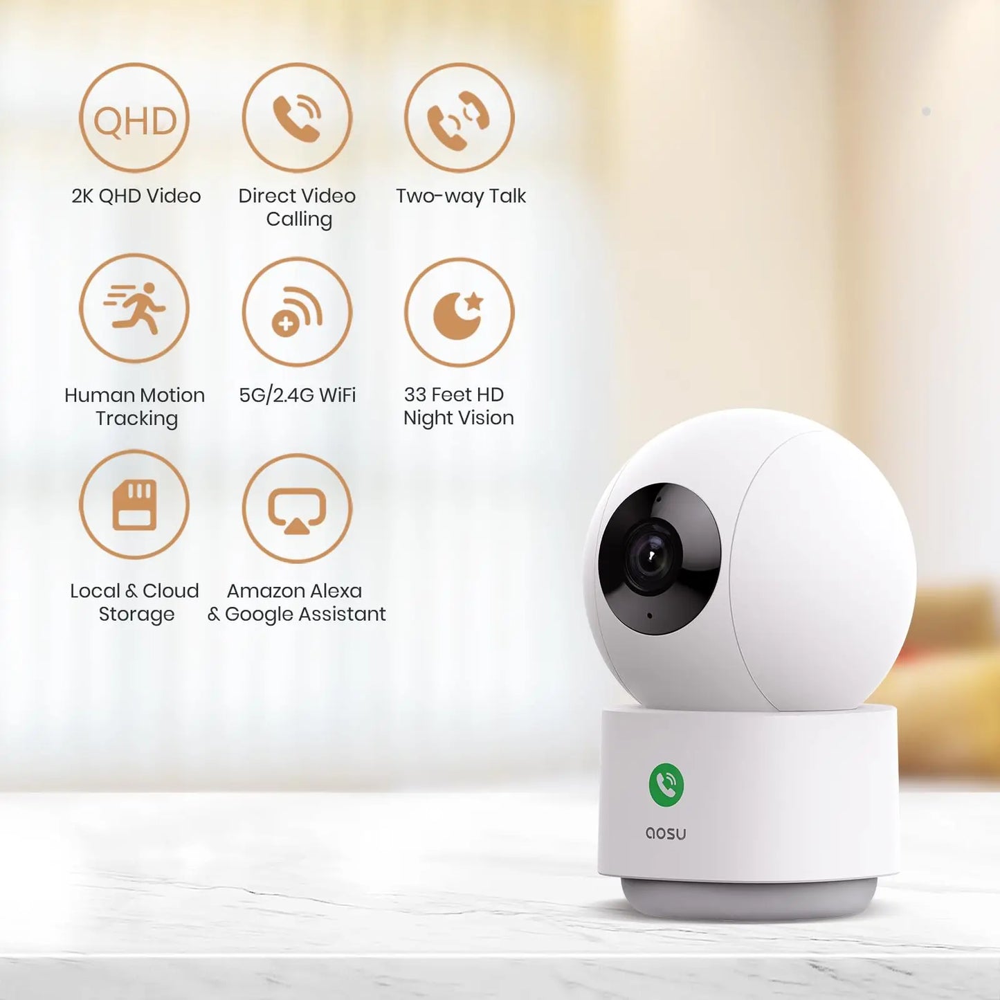 3MP WiFi Baby Monitor With 6x Zoom Indoor Security Camera