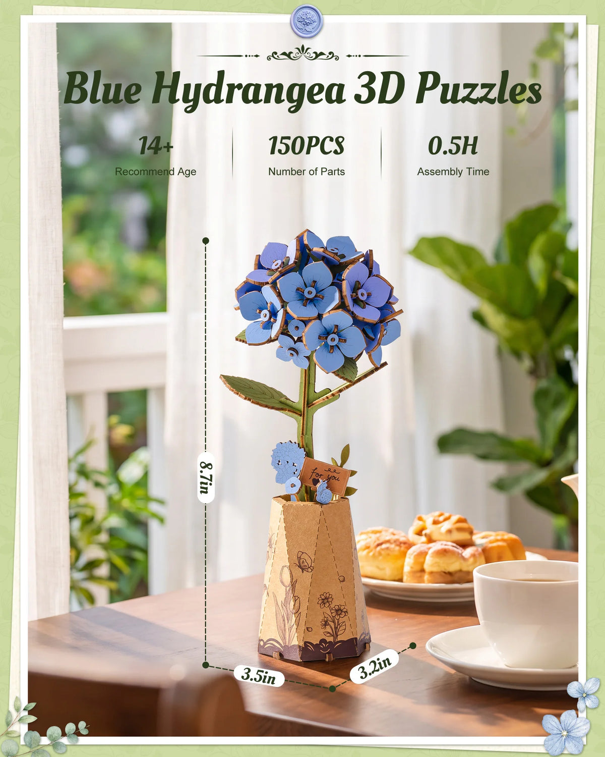 Rolife Wooden Flower 3D Puzzle DIY Craft Kit Home Decor