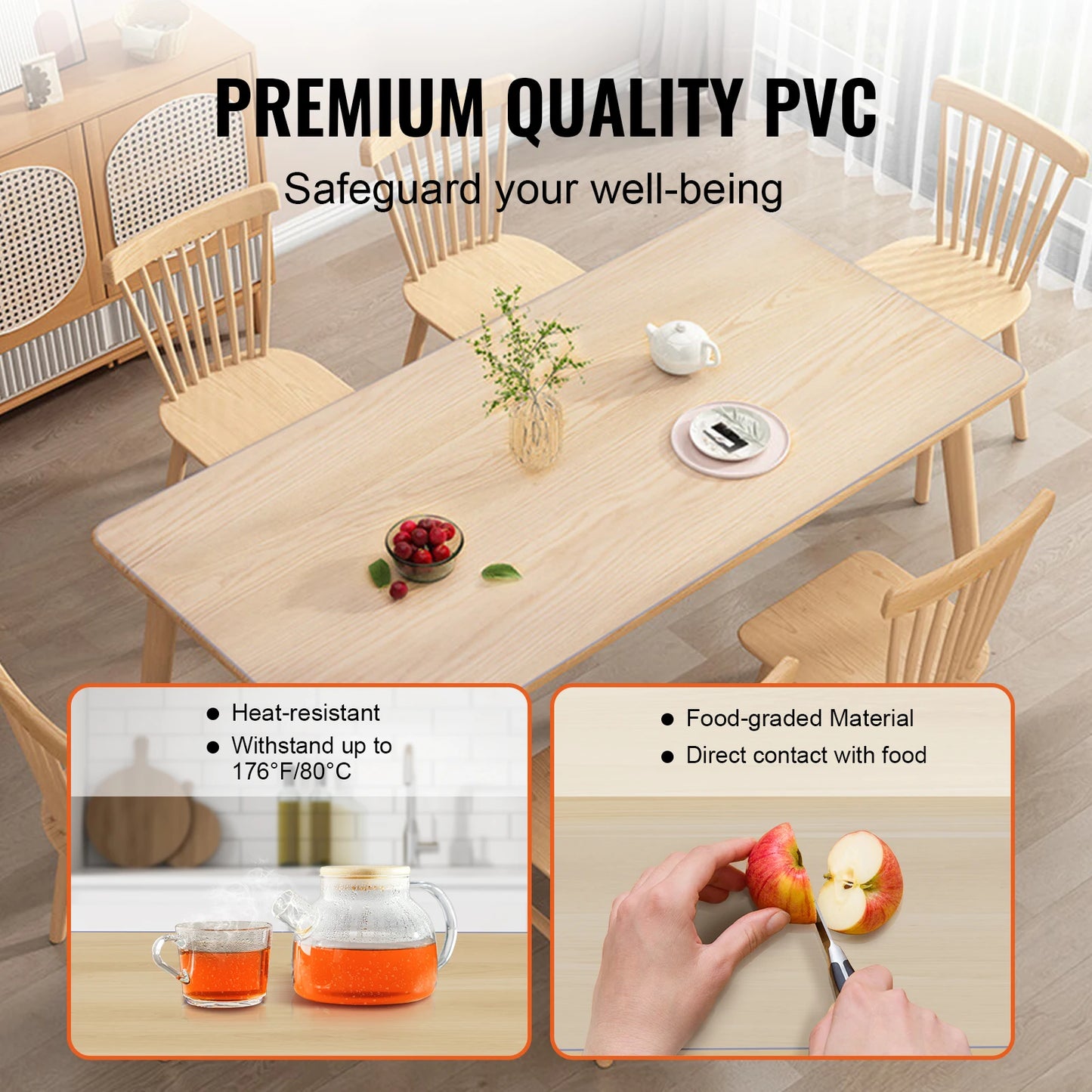 Waterproof Clear Pvc Tablecloth Oil Proof Kitchen Rectangular Table Cover
