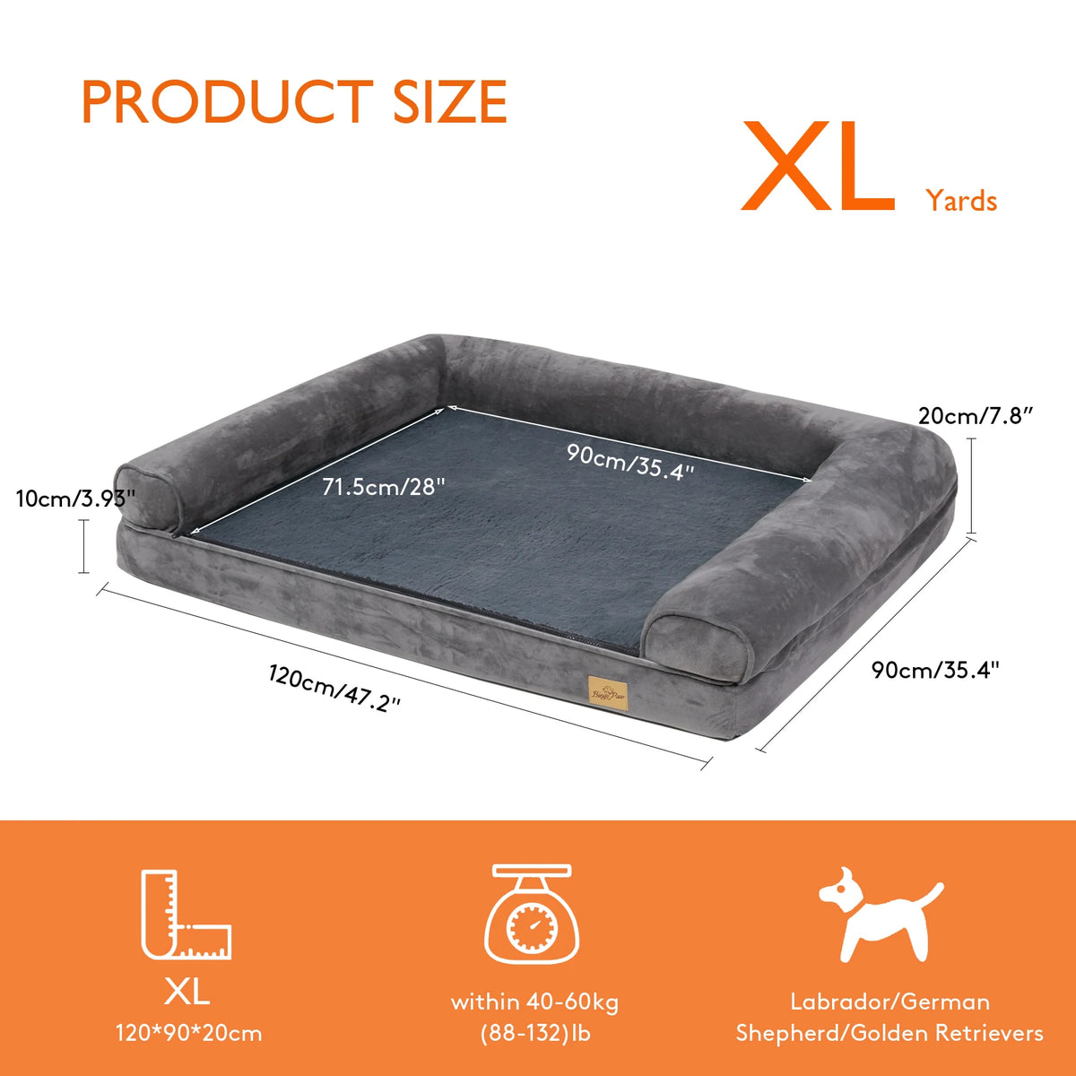BINGOPAW Orthopedic Dog Bed Removable Cotton Cover Foam