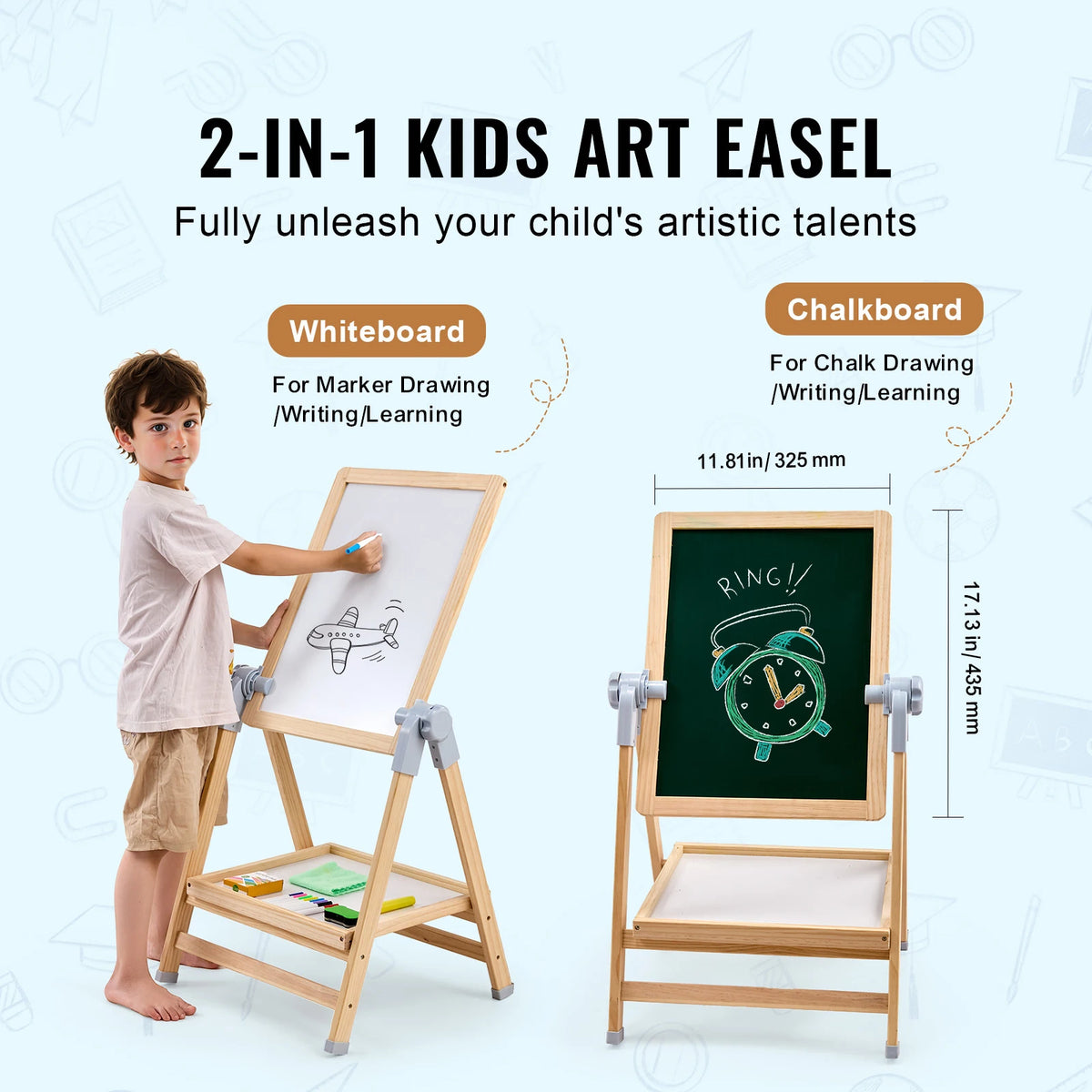 SucceBuy Magnetic Drawing Board Easel for Kids with Painting Accessories