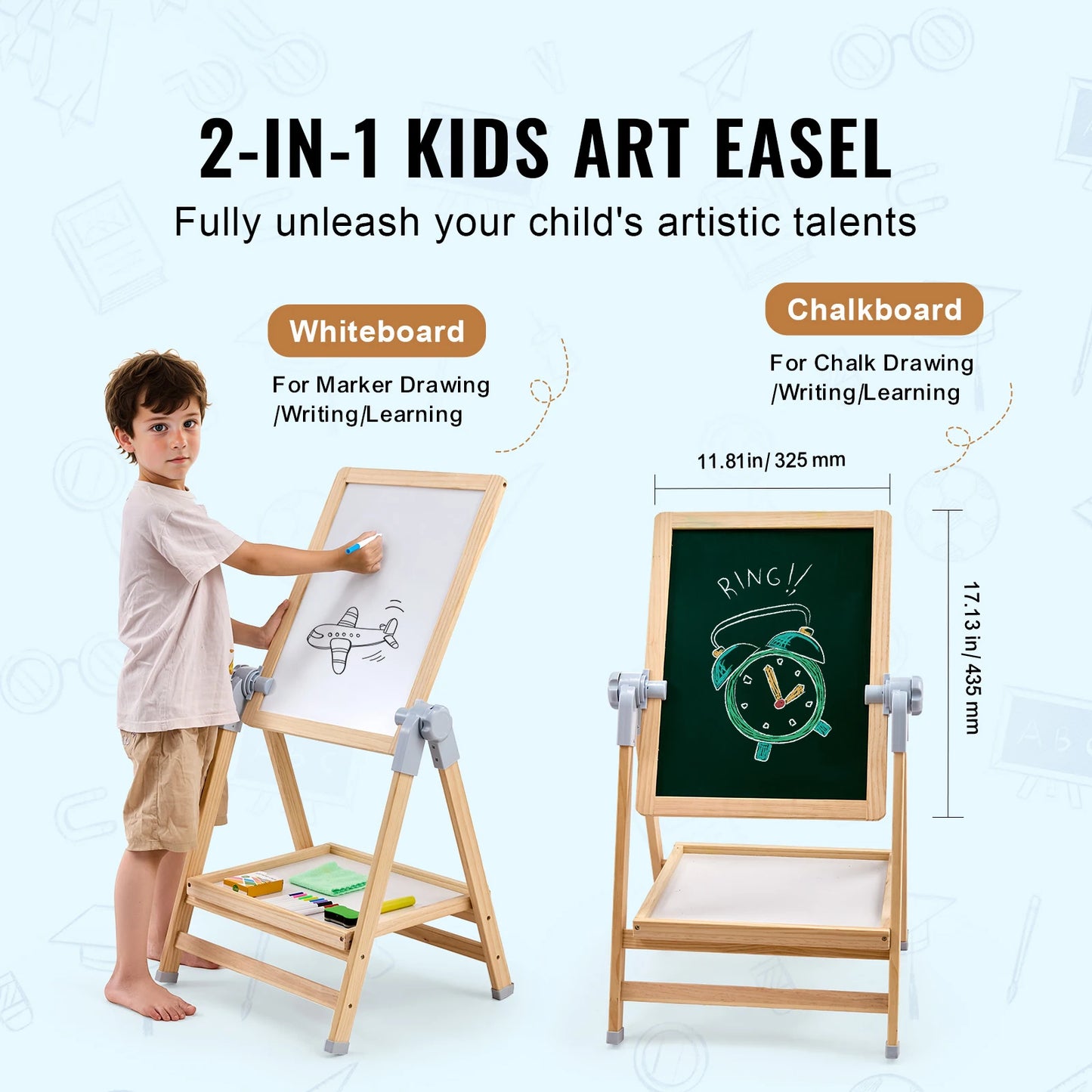 SucceBuy Standing Magnetic Drawing Board WordPad Art Easel With Accessories