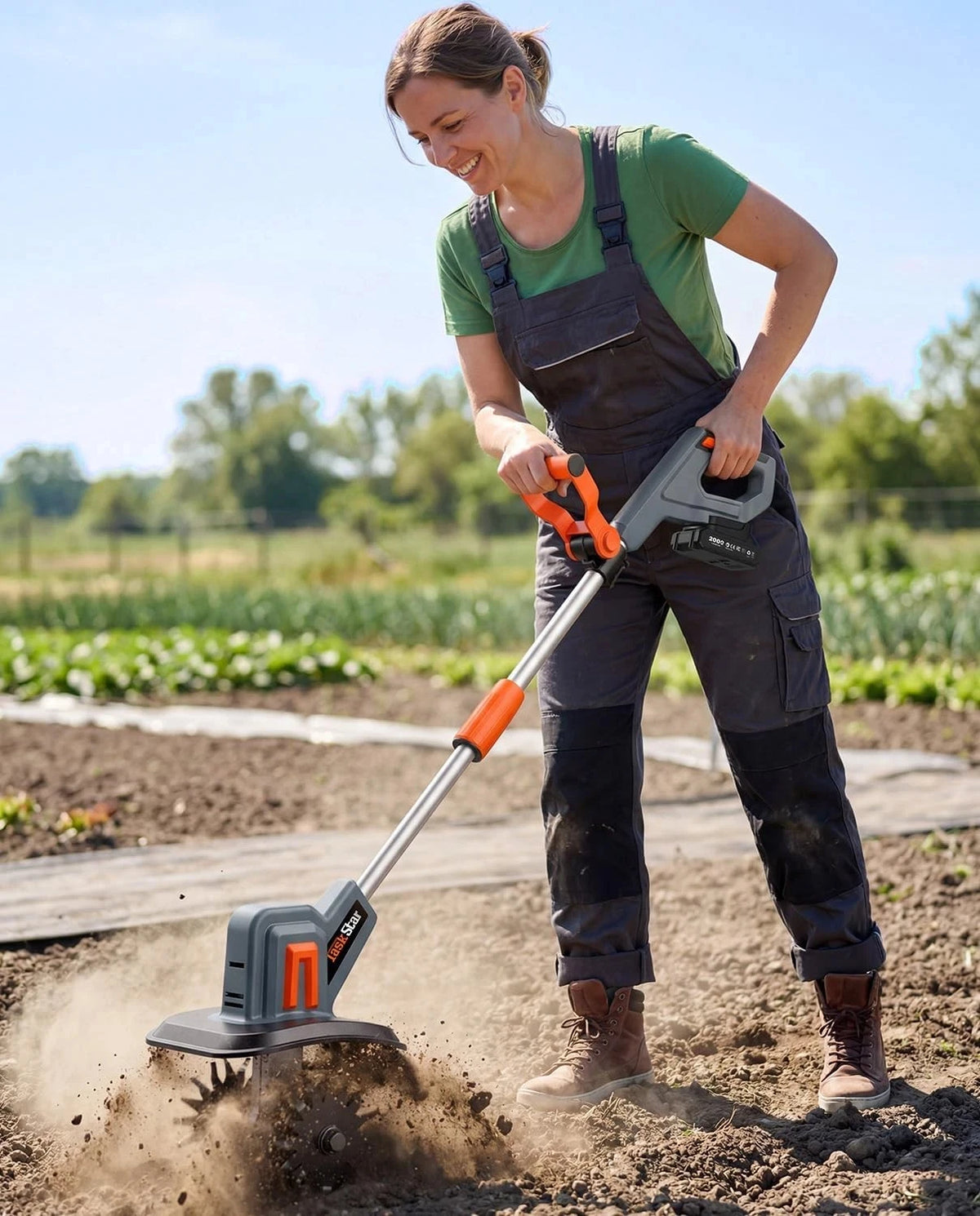 TaskStar Cordless Electric Tiller With Portable Soil Cultivator