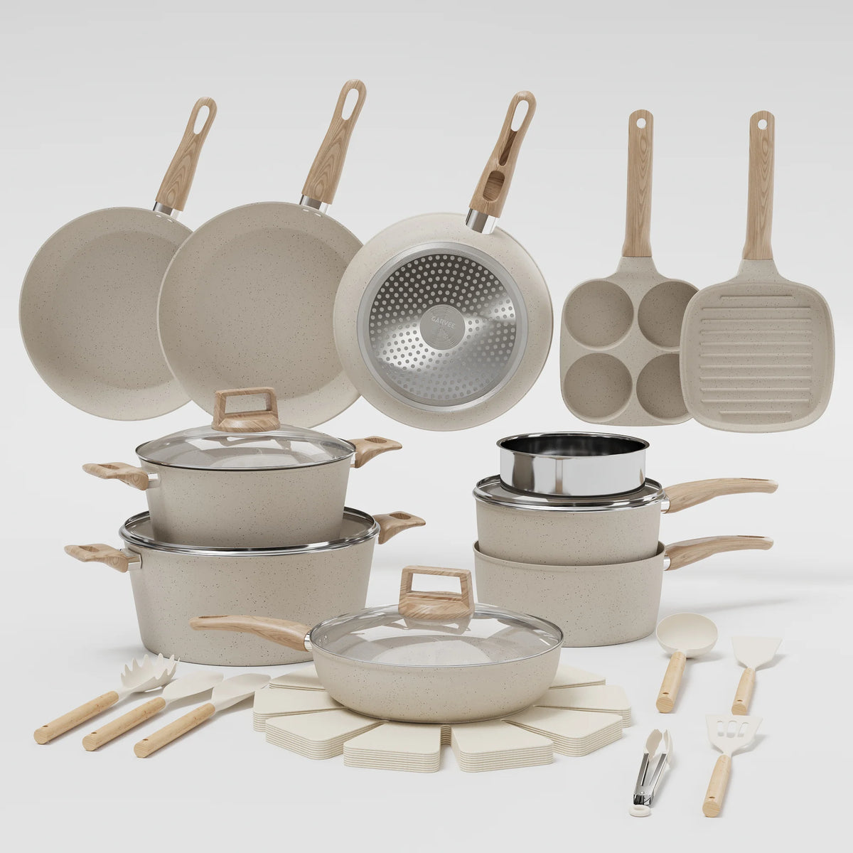 Ceramic Nonstick Cookware Set Induction Compatible Oven Safe Pots Pans