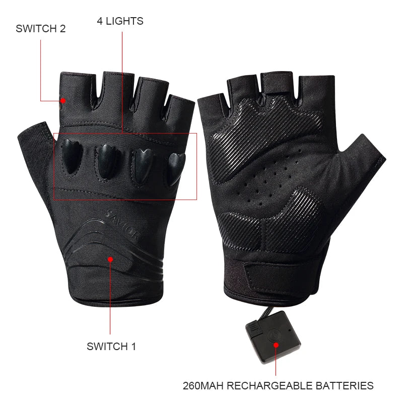 Daywolf LED Gloves For Hiking Cycling With Multi Mode Flashlights