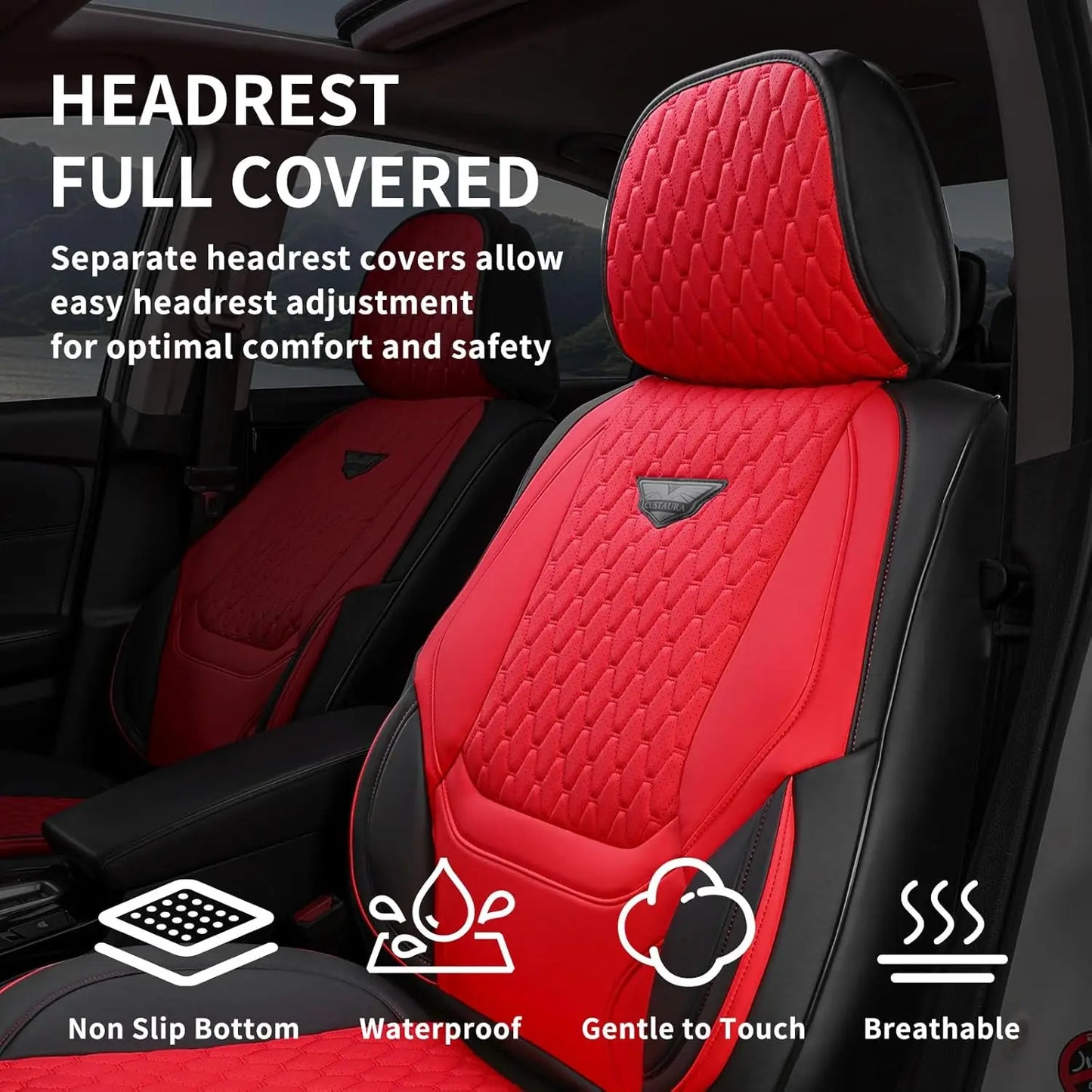 Ekr Universal Waterproof Leather Car Seat Covers Full Set