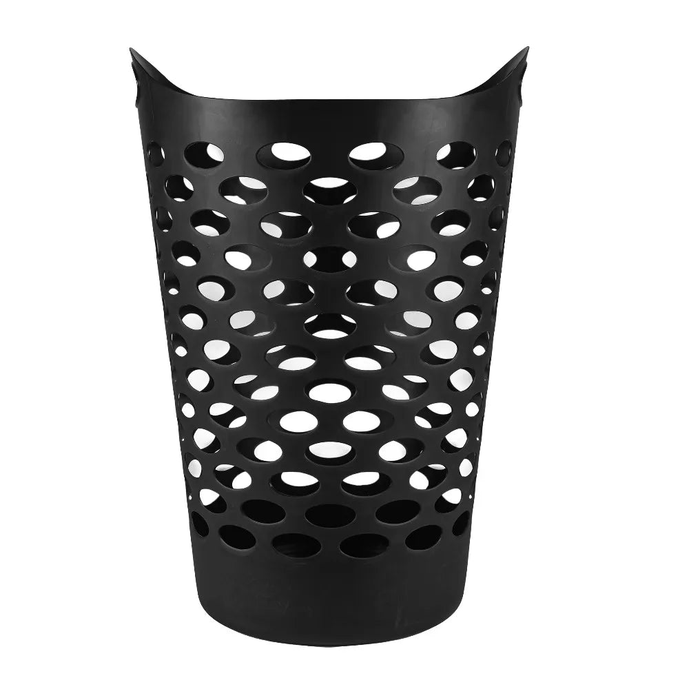 Round Portable Plastic Laundry Hamper With Sturdy Handles And Storage