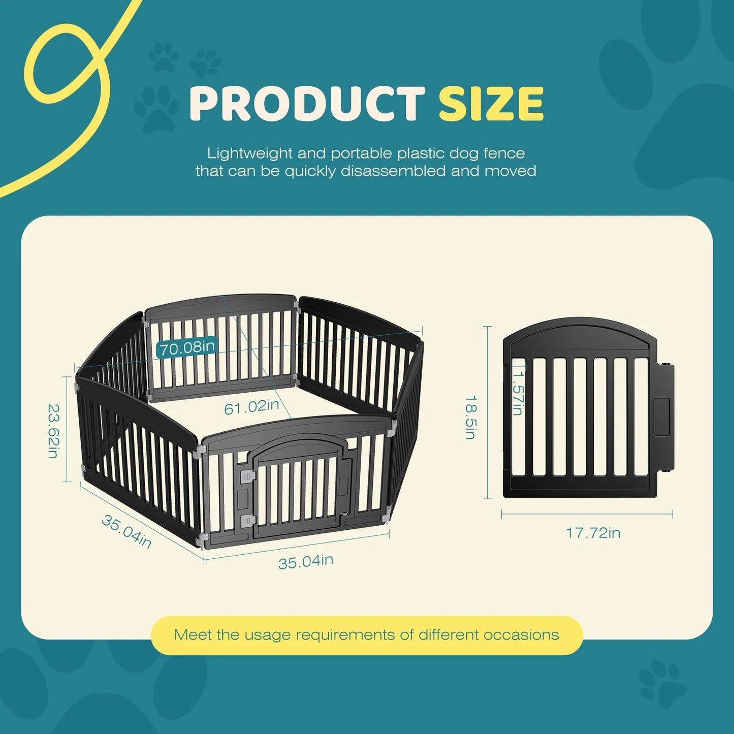 JHK Portable Plastic Dog Playpen With Expandable Panels