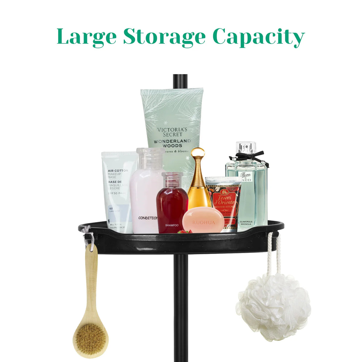HiMISS Corner Shower Caddy With Adjustable Tension Pole Storage Shelves