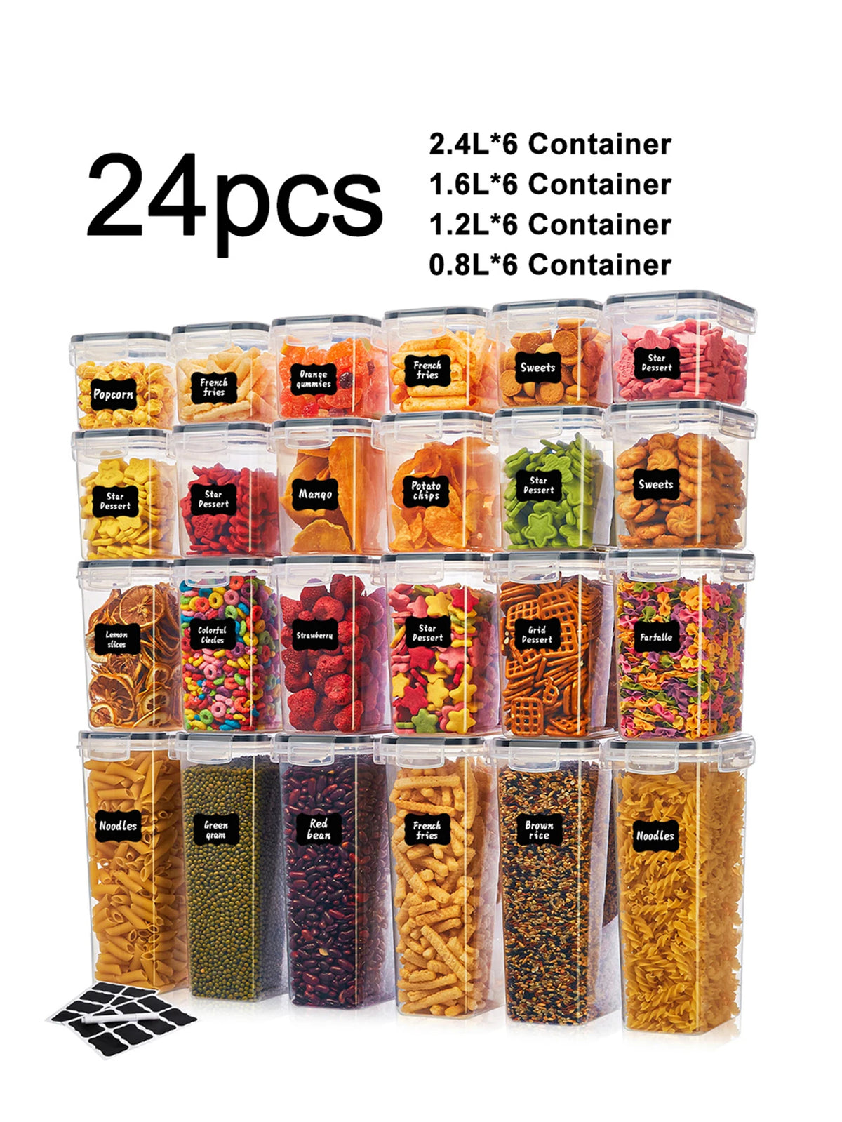 Airtight Food Storage Containers With Labels For Pantry Organization
