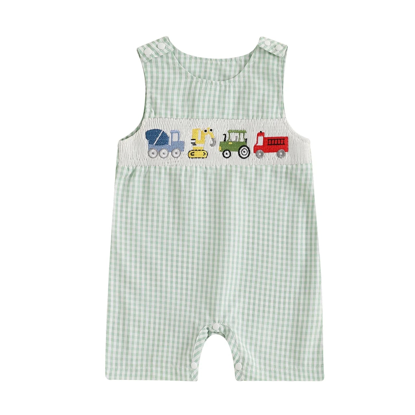 Soft Cotton Embroidered Baby Romper Button Up Summer Jumpsuit