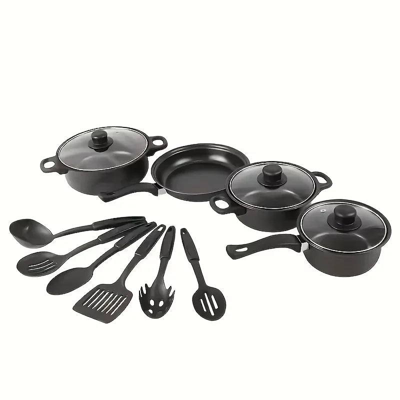 Aehome Nonstick Stainless Steel Cookware Set with Utensils Induction Compatible