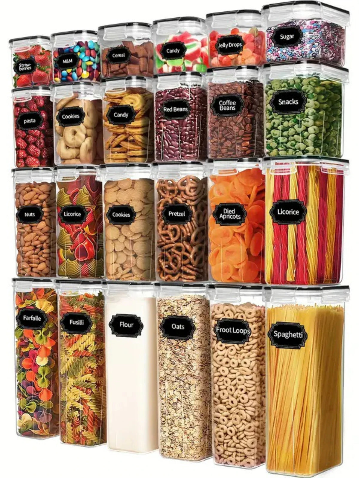 Airtight Food Storage Containers With Labels For Pantry Organization