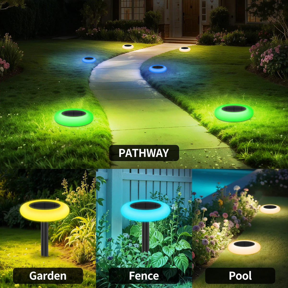 Intelamp Outdoor Solar Garden Pathway Lights Led Dusk To Dawn