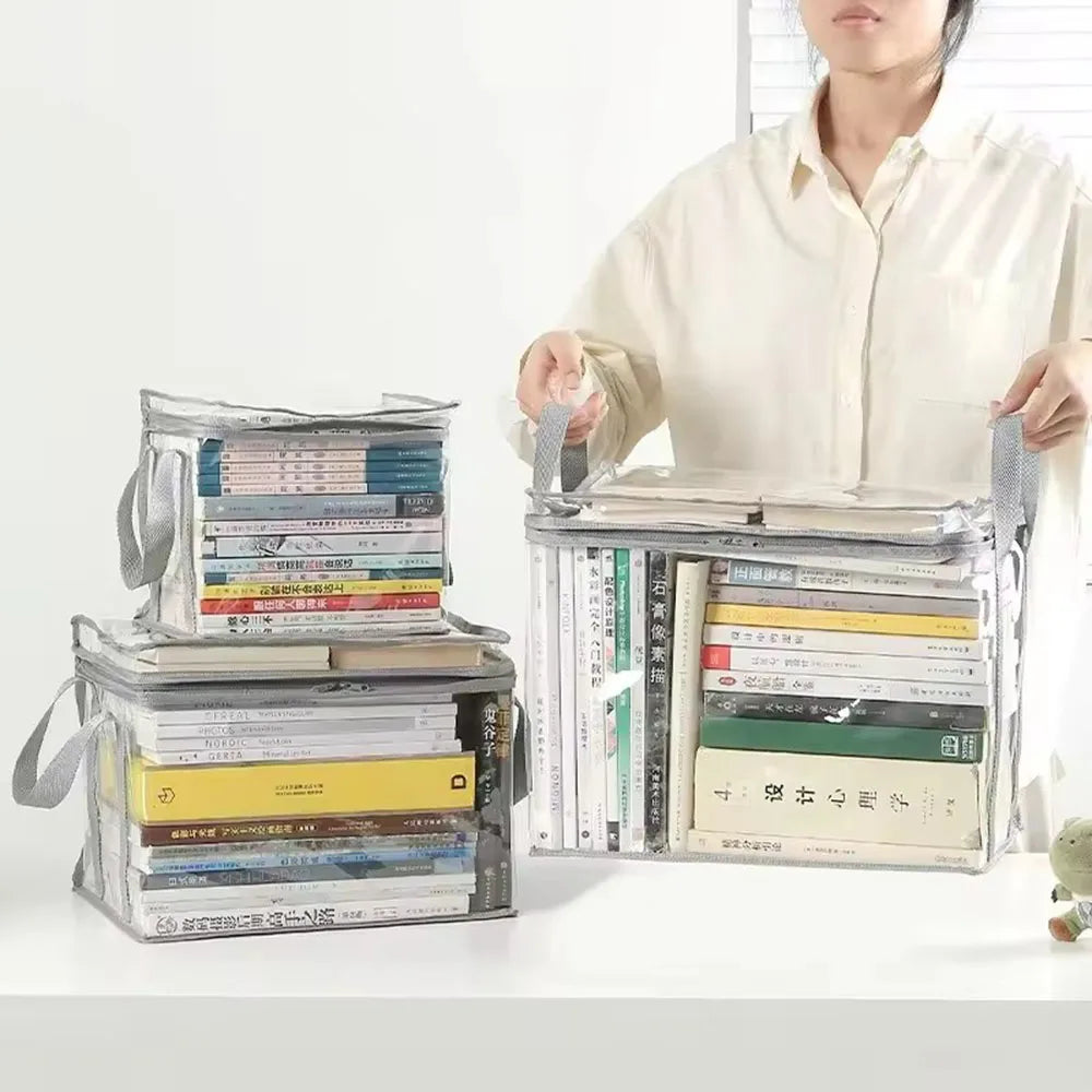 Foldable Transparent Storage Organizer Box For Books Home Office