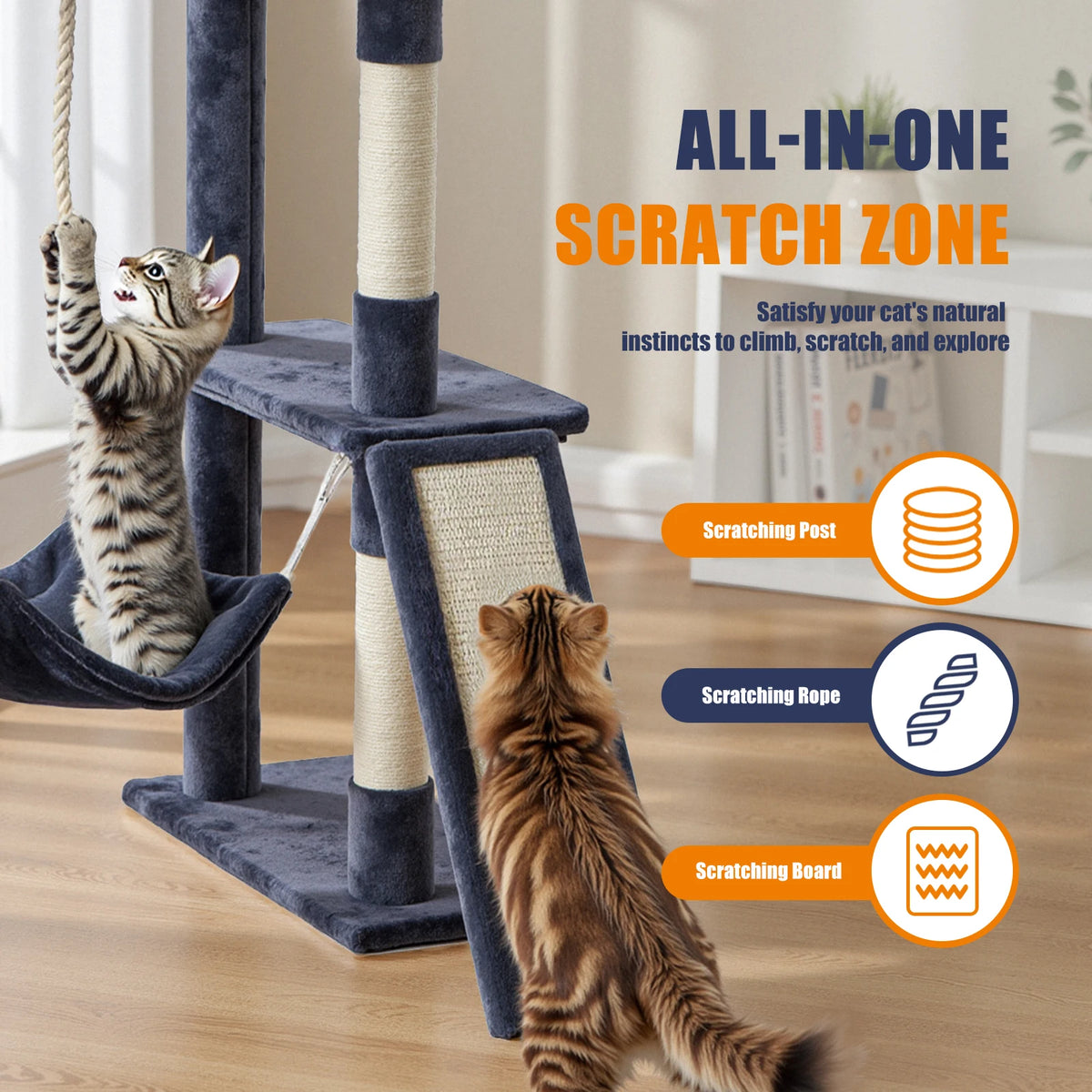 JHK Cat Tree Tall Multi Cat Climbing Tower Indoor Cats